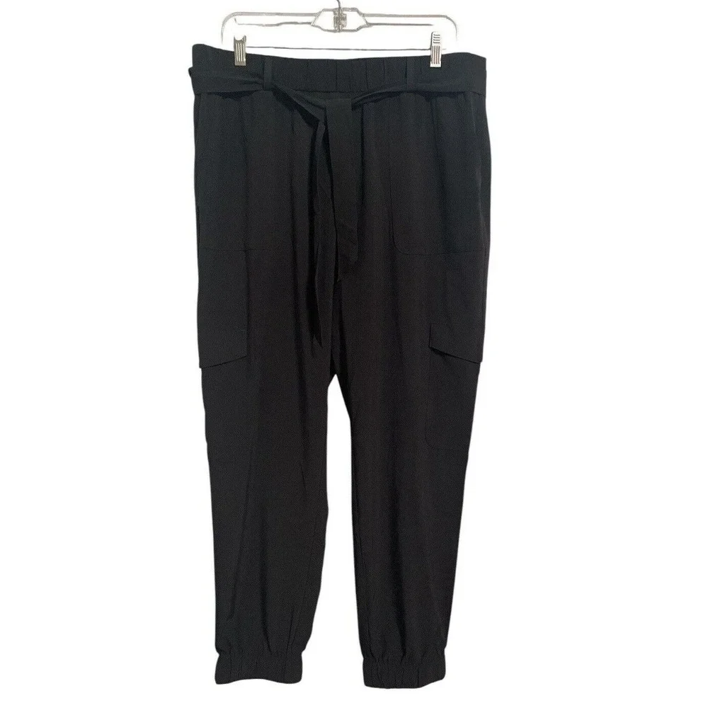 Banana Republic Black Dress Pants Womens Casual Trousers Tie Waist Elastic Sz L - Picture 1 of 8
